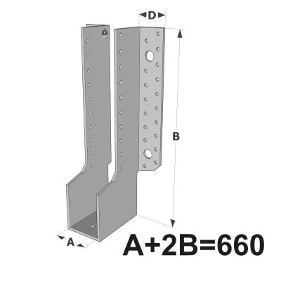 Grands sabots à ailes extérieures, gamme GLE ECONOMIQUE (développé 300mm, épaisseur 4mm, profondeur 90mm) - Réf. GLE660/82/4