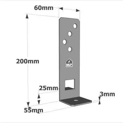 Pied de poteau de jardin réglable en largeur - Réf. PPG60/25