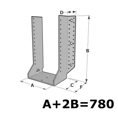 Grands sabots à ailes extérieures, gamme GSE CLASSIQUE (épaisseur 4mm, profondeur 110mm) - Réf. GSE780/4X-AL