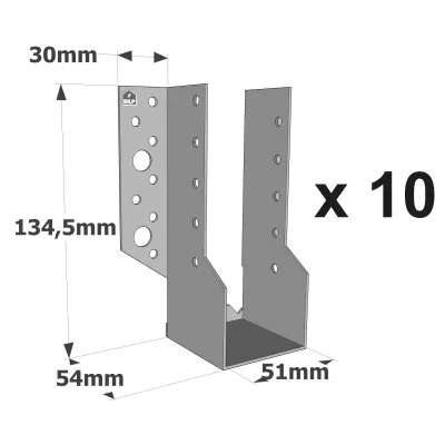 Sabots à ailes extérieures, gamme SBE ECONOMIQUE (épaisseur 1,5mm, profondeur 55mm) - Réf. SBE51/135_10