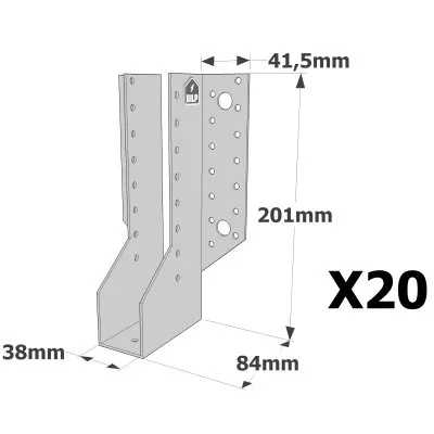 Sabots à ailes extérieures, gamme SAE CLASSIQUE (épaisseur 2mm, profondeur 84mm) - Réf. SAE440/38/2_20
