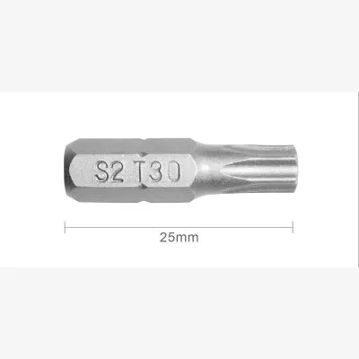 Embout T30 25mm (Qualité Professionnelle, Acier S2) - lot de 20 embouts - Réf. EmboutT30