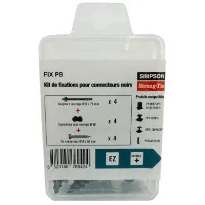 Kit de fixations pour des pieds de poteaux noirs FIX PB - Réf. FIX PB-R