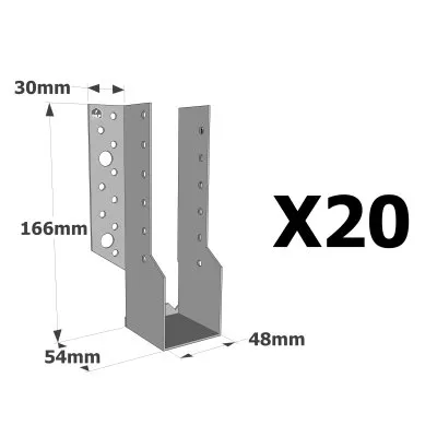 Sabots à ailes extérieures, gamme SBE ECONOMIQUE (épaisseur 1,5mm, profondeur 55mm) - Réf. SBE48/166_20