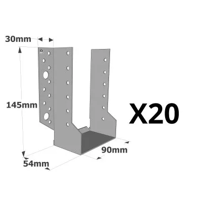 Sabots à ailes extérieures, gamme SBE ECONOMIQUE (épaisseur 1,5mm, profondeur 55mm) - Réf. SBE90/145_20