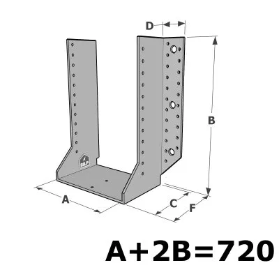 Grands sabots à ailes extérieures, gamme GSE CLASSIQUE (épaisseur 4mm, profondeur 110mm) - Réf. GSE720/4X-AL