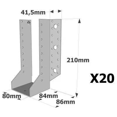 Sabots à ailes extérieures, gamme SAE CLASSIQUE (épaisseur 2mm, profondeur 84mm) - Réf. SAE500/80/2_20