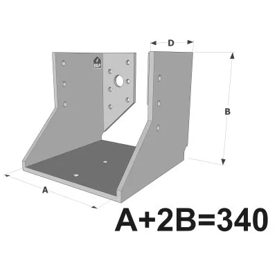 Grands sabots à ailes intérieures, gamme GSI CLASSIQUE (épaisseurs 4mm, profondeur 110mm) - Réf. GSI340/4X