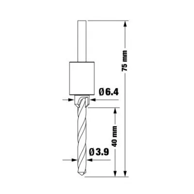 Foret aléseur - Diam. mèche : 3.9mm, Diam aléseur : 6.4mm - Réf. DBWOODDSPRO_1