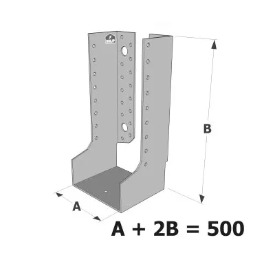 Grands sabots à ailes intérieures, gamme GLI ECONOMIQUE (développé 500mm, épaisseur 2.5mm, profondeur 90mm) - Réf. GLI500/2.5X