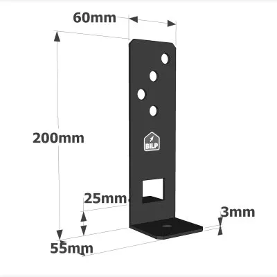 Pied de poteau REGLABLE EN LARGEUR - Réf. PPG60/25PB