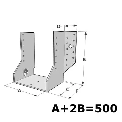 Grands sabots à ailes extérieures, gamme GSE CLASSIQUE (épaisseur 4mm, profondeur 110mm) - Réf. GSE500/4X-AL