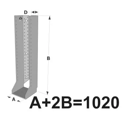 Grands sabots à ailes intérieures, gamme GSI CLASSIQUE (épaisseurs 4mm, profondeur 110mm) - Réf. GSI1020/4X-AL