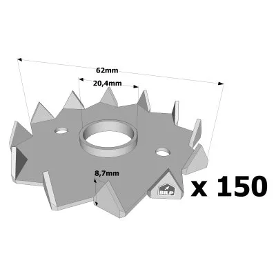 Crampon Bulldog simple denture C2 et C4 - Réf. C2-62M20G-B_150