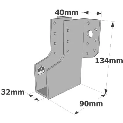 Grands sabots à ailes extérieures, gamme GLE ECONOMIQUE (développé 300mm, hauteur 134mm, épaisseur 4mm, profondeur 90mm) - Réf. GLE300/32/4