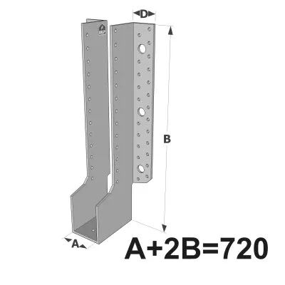 Grands sabots à ailes extérieures, gamme GLE ECONOMIQUE (développé 380mm, épaisseur 2.5mm, profondeur 90mm) - Réf. GLE720/120/2,5