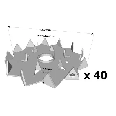 Crampon Bulldog simple denture C2 et C4 - Réf. C2-117M20G-B_40