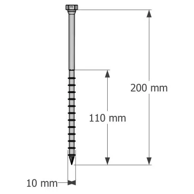 Vis connecteurs acier sur bois, SSH10.0X200 - Réf. 75159