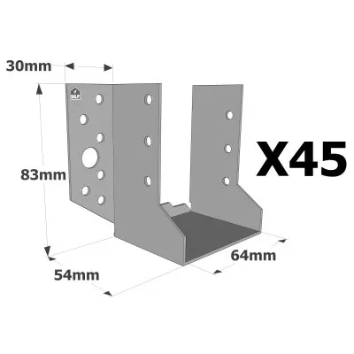 Sabots à ailes extérieures, gamme SBE ECONOMIQUE (épaisseur 1,5mm, profondeur 55mm) - Réf. SBE64/83_45