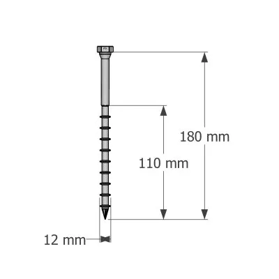 Vis connecteurs acier sur bois, SSH12.0X180 - Réf. 75169