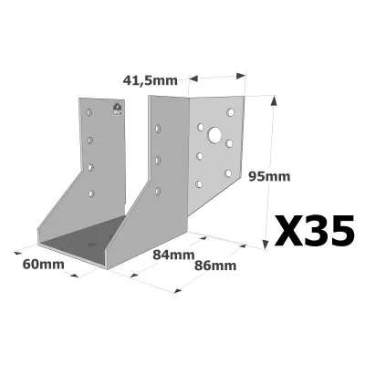 Sabots à ailes extérieures, gamme SAE CLASSIQUE (épaisseur 2mm, profondeur 84mm) - Réf. SAE250/60/2_35