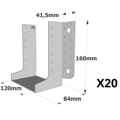 Sabots à ailes extérieures, gamme SAE CLASSIQUE (épaisseur 2mm, profondeur 84mm) - Réf. SAEL440/120/2_20
