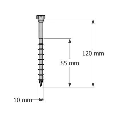 Vis connecteurs acier sur bois, SSH10.0X120 - Réf. 75155