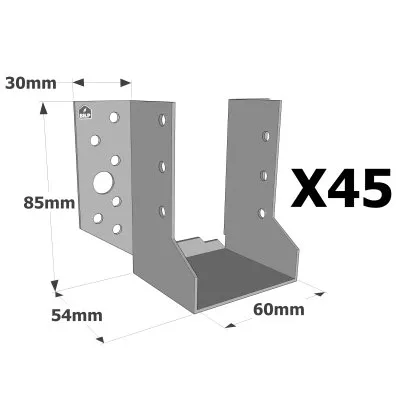 Sabots à ailes extérieures, gamme SBE ECONOMIQUE (épaisseur 1,5mm, profondeur 55mm) - Réf. SBE60/85_45