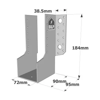 Grands sabots à ailes extérieures, gamme GLE ECONOMIQUE (développé 440mm, épaisseur 2.5mm, profondeur 90mm) - Réf. GLE440/72/2.5
