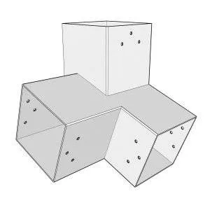 Aperçu du connecteur à 3 directions – pente 20° – 120 mm – Forme L4