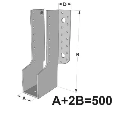 Grands sabots à ailes extérieures, gamme GLE ECONOMIQUE (développé 500mm, épaisseur 4mm, profondeur 90mm) - Réf. GLE500/4X