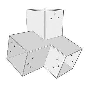 Aperçu du connecteur à 3 directions – pente 20° – 120 mm – Forme L4
