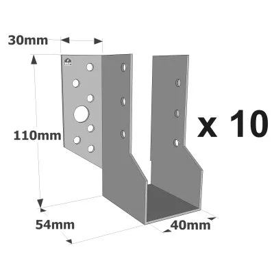 Sabots à ailes extérieures, gamme SBE ECONOMIQUE (épaisseur 1,5mm, profondeur 55mm) - Réf. SBE40/110_10