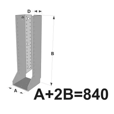 Grands sabots à ailes intérieures, gamme GSI CLASSIQUE (épaisseurs 4mm, profondeur 110mm) - Réf. GSI840/4X