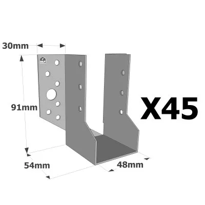 Sabots à ailes extérieures, gamme SBE ECONOMIQUE (épaisseur 1,5mm, profondeur 55mm) - Réf. SBE48/91_45
