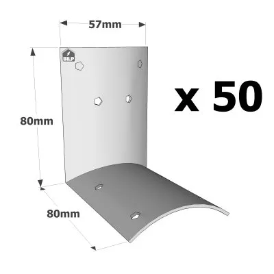 Equerre pour bois ronds - 57x80x80mm - Réf. EBR60-R_50