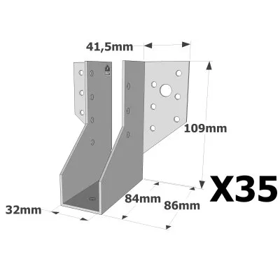 Sabots à ailes extérieures, gamme SAE CLASSIQUE (épaisseur 2mm, profondeur 84mm) - Réf. SAE250/32/2_35