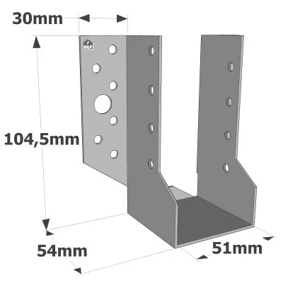 Sabots à ailes extérieures, gamme SBE ECONOMIQUE (épaisseur 1,5mm, profondeur 55mm) - Réf. SBE51/105