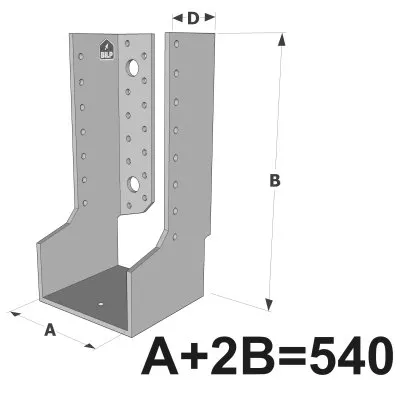 Grands sabots à ailes intérieures, gamme GLI ECONOMIQUE (développé 540mm, épaisseur 4mm, profondeur 90mm) - Réf. GLI540/4X