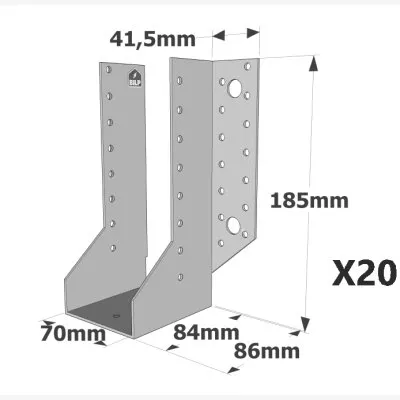 Sabots à ailes extérieures, gamme SAE CLASSIQUE (épaisseur 2mm, profondeur 84mm) - Réf. SAE440/70/2_20