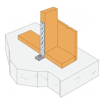 Ancrage pour montant d'ossature 40x494x54mm épaisseur 4mm - Réf. AH49050/4-FR