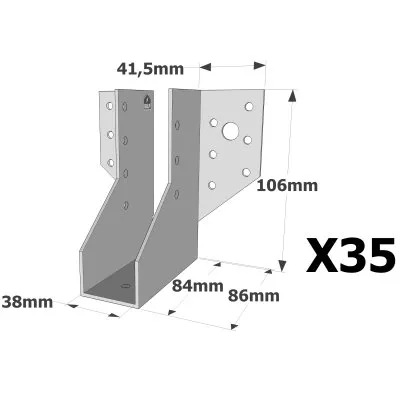 Sabots à ailes extérieures, gamme SAE CLASSIQUE (épaisseur 2mm, profondeur 84mm) - Réf. SAE250/38/2_35