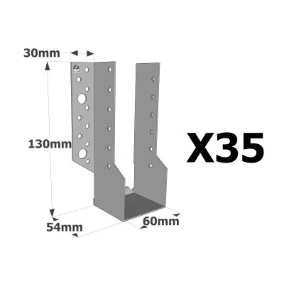 Sabots à ailes extérieures, gamme SBE ECONOMIQUE (épaisseur 1,5mm, profondeur 55mm) - Réf. SBE60/130_35