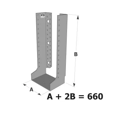 Grands sabots à ailes intérieures, gamme GLI ECONOMIQUE (développé 660mm, épaisseur 2.5mm, profondeur 90mm) - Réf. GLI660/2.5X