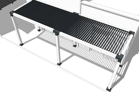 Lames orientées perpendiculairement à la façade