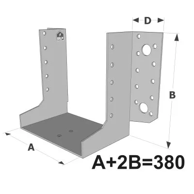 Sabots à ailes extérieures, gamme SAE SUR MESURE (épaisseur 2mm, profondeur 96mm) - Réf. SAEL380/96/2X - Réf. SAEL380/96/2