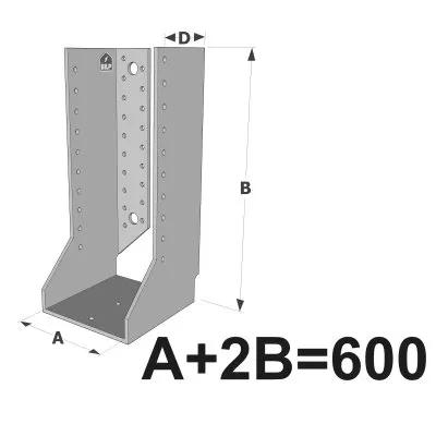 Grands sabots à ailes intérieures, gamme GSI CLASSIQUE (épaisseurs 4mm, profondeur 110mm) - Réf. GSI600/4X
