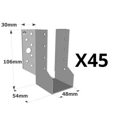 Sabots à ailes extérieures, gamme SBE ECONOMIQUE (épaisseur 1,5mm, profondeur 55mm) - Réf. SBE48/106_45