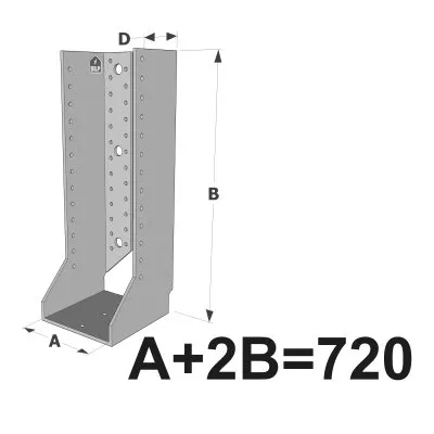 Grands sabots à ailes intérieures, gamme GSI CLASSIQUE (épaisseurs 4mm, profondeur 110mm) - Réf. GSI720/4X
