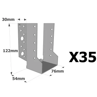 Sabots à ailes extérieures, gamme SBE ECONOMIQUE (épaisseur 1,5mm, profondeur 55mm) - Réf. SBE76/122_35